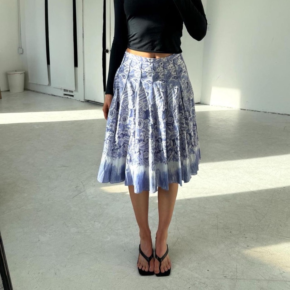 Y2K Flowy Purple & White Floral Midi Skirt